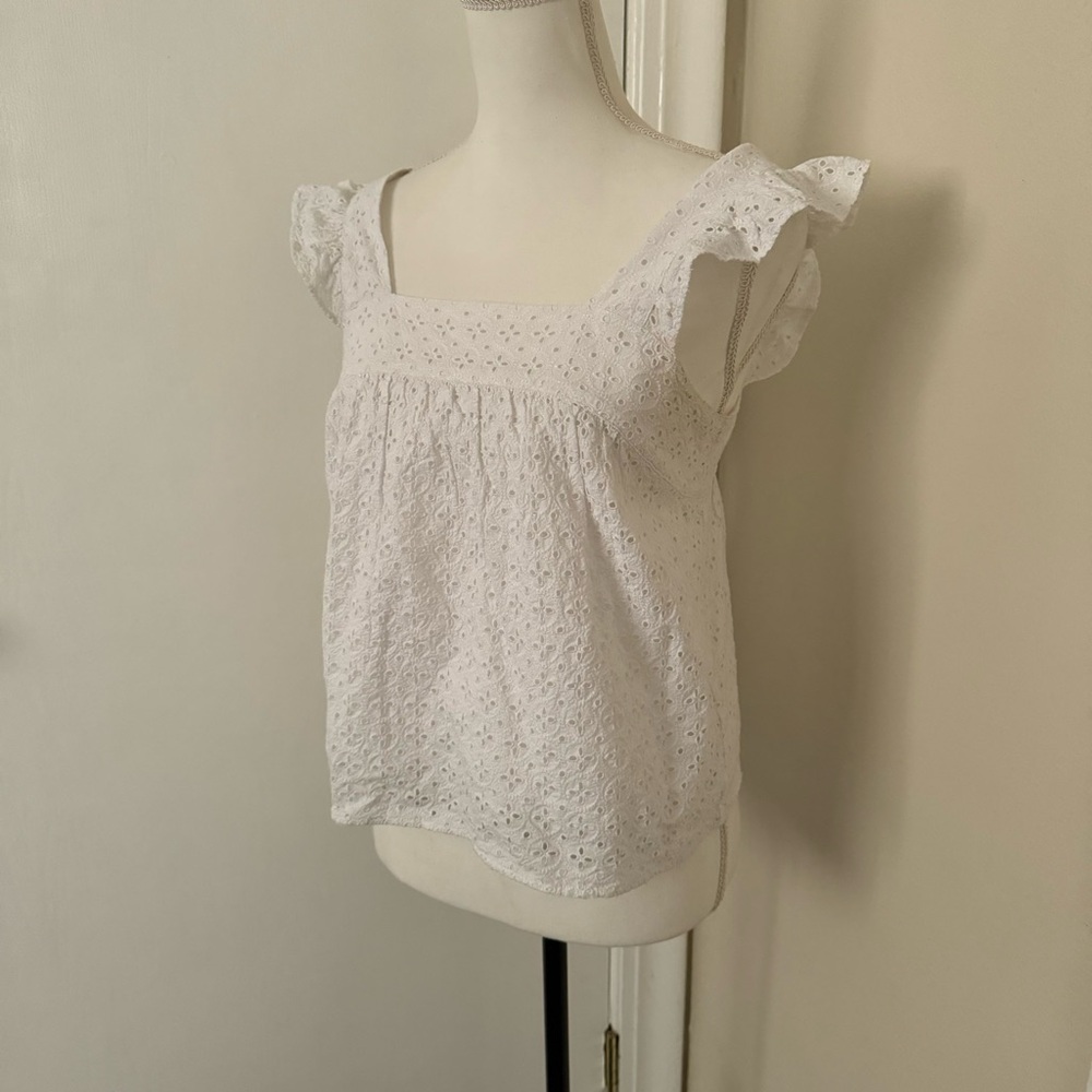 Women’s Gap Square Neck Flutter Sleeve Blouse Xs - image 3